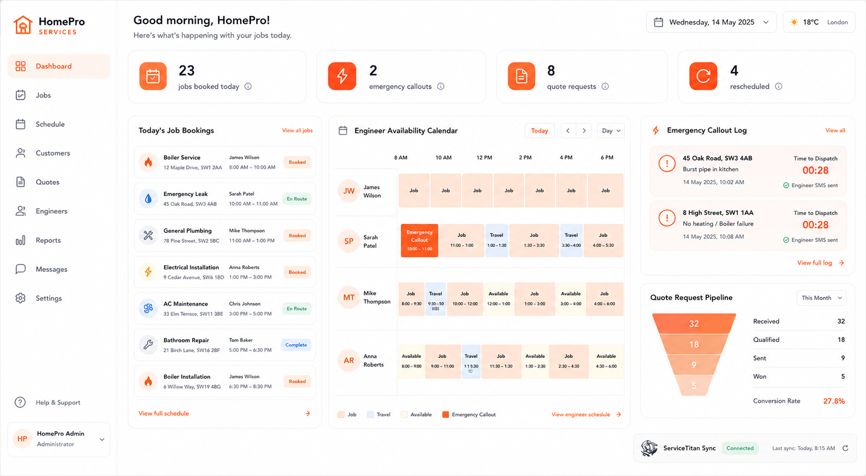 Home Services Job Dashboard
